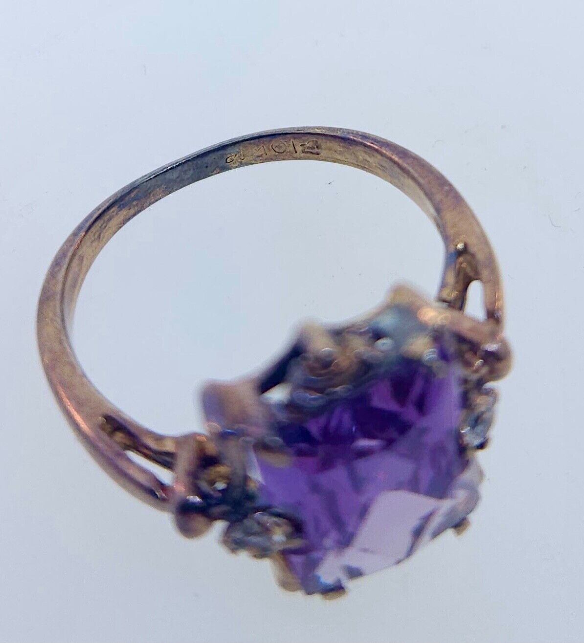 Antique Victorian 1800's 10k Rose Gold Synthetic Alexandrite & Paste Ring