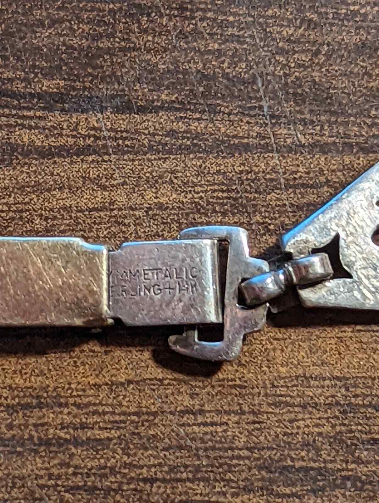 VINTAGE 1900'S 7-INCH SYMMETALIC STERLING + 14K GOLD BRACELET, GREAT CONDITION