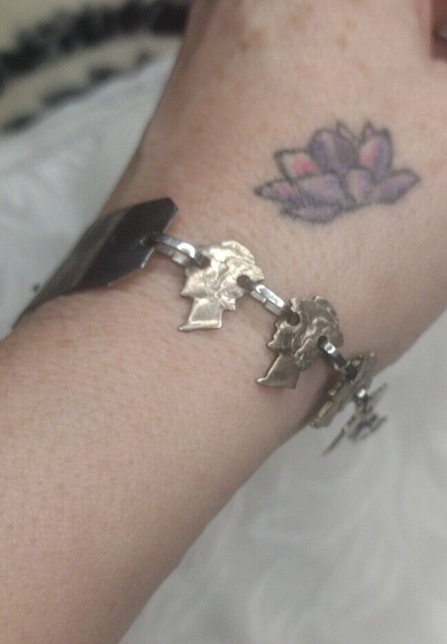 Mercury Dime (Cutout) VTG  Link Bracelet W/Engraving ID Bar 1900's