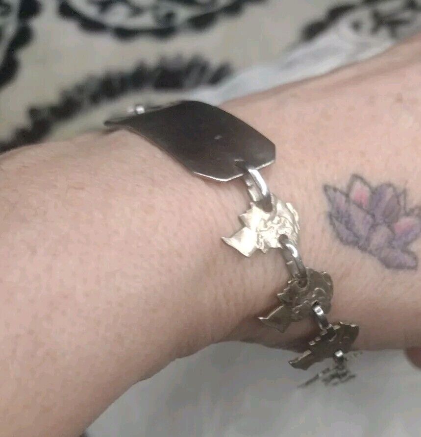 Mercury Dime (Cutout) VTG  Link Bracelet W/Engraving ID Bar 1900's