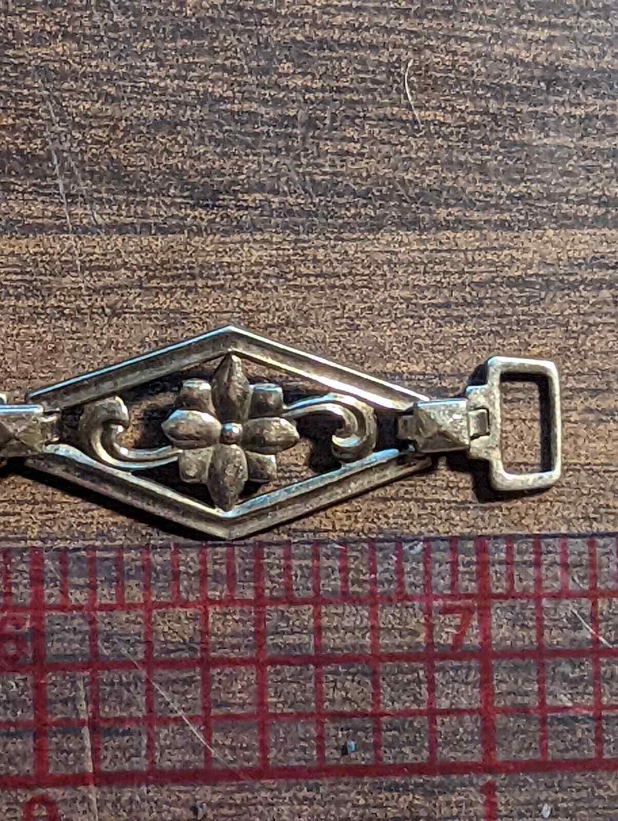 VINTAGE 1900'S 7-INCH SYMMETALIC STERLING + 14K GOLD BRACELET, GREAT CONDITION