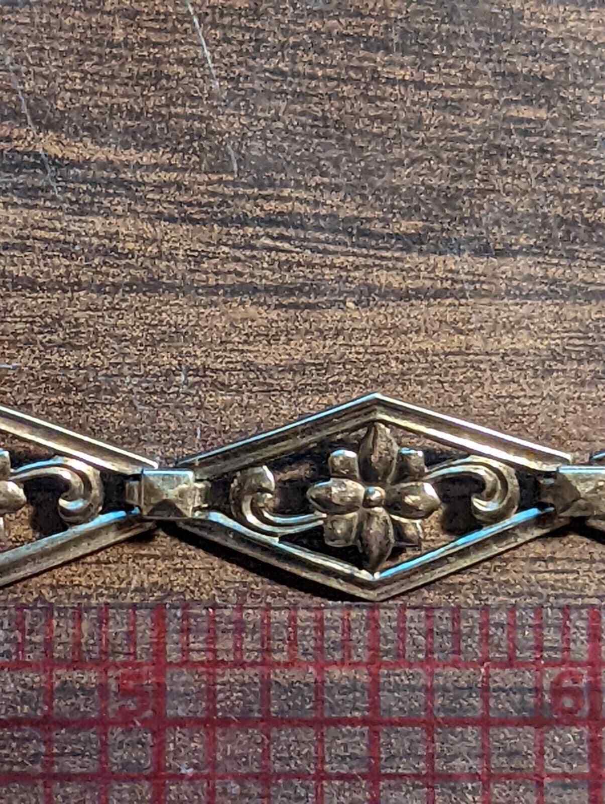 VINTAGE 1900'S 7-INCH SYMMETALIC STERLING + 14K GOLD BRACELET, GREAT CONDITION