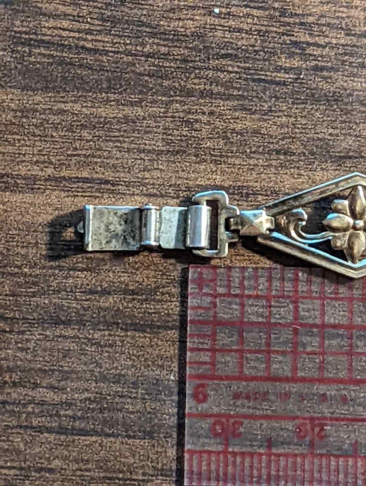 VINTAGE 1900'S 7-INCH SYMMETALIC STERLING + 14K GOLD BRACELET, GREAT CONDITION