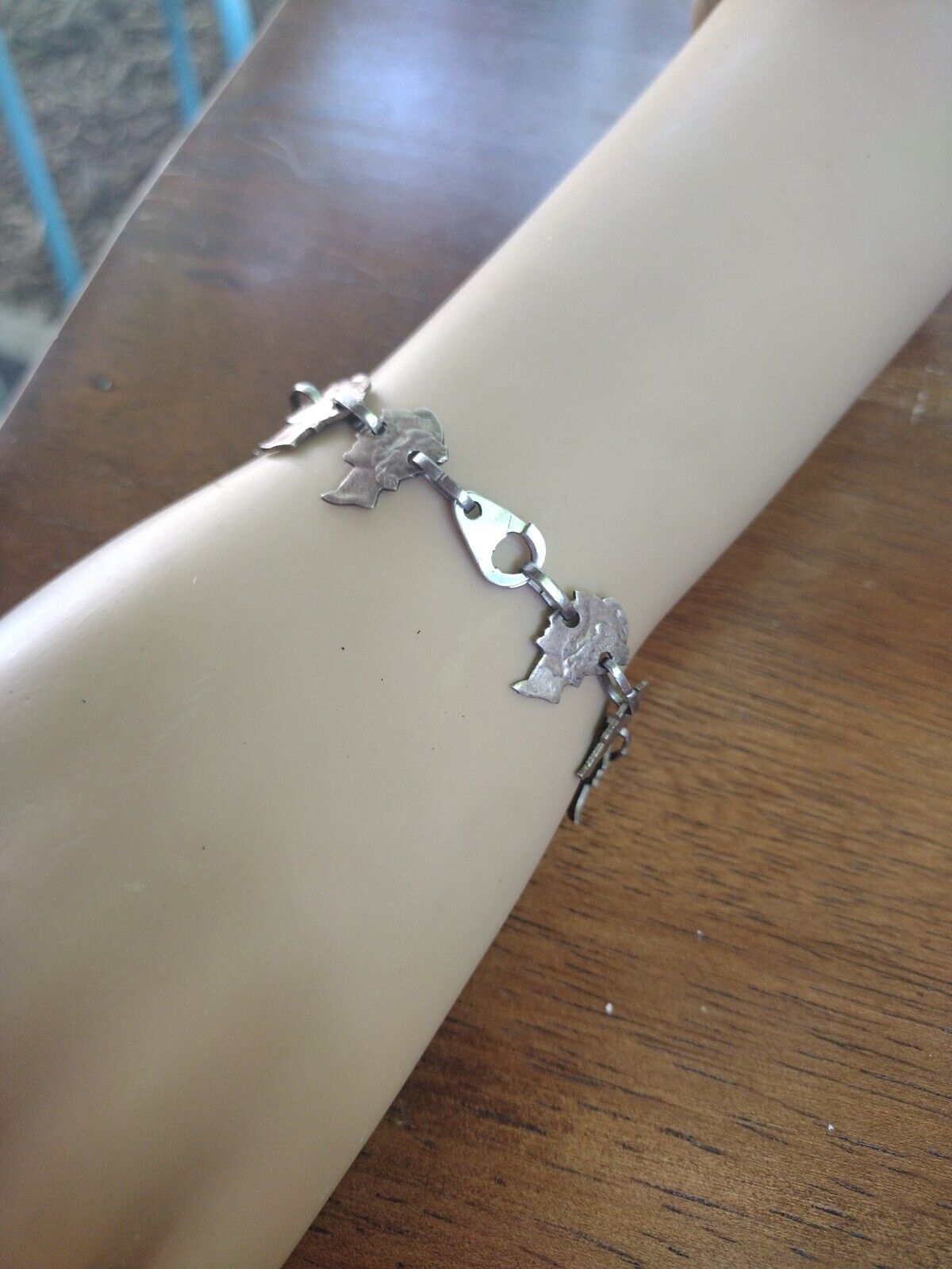 Mercury Dime (Cutout) VTG  Link Bracelet W/Engraving ID Bar 1900's