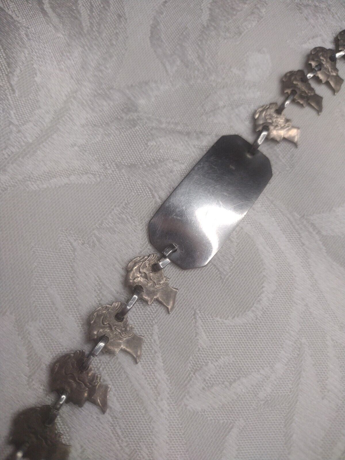Mercury Dime (Cutout) VTG  Link Bracelet W/Engraving ID Bar 1900's