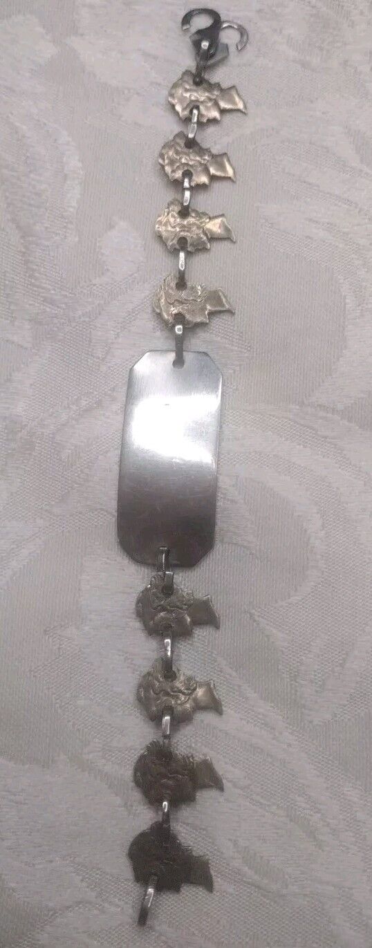 Mercury Dime (Cutout) VTG  Link Bracelet W/Engraving ID Bar 1900's