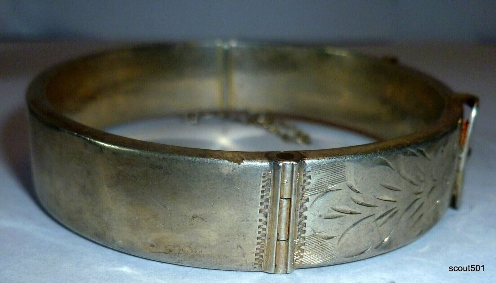Antique Victorian 1900s Sterling Silver Belt Rosette Clamper Bracelet