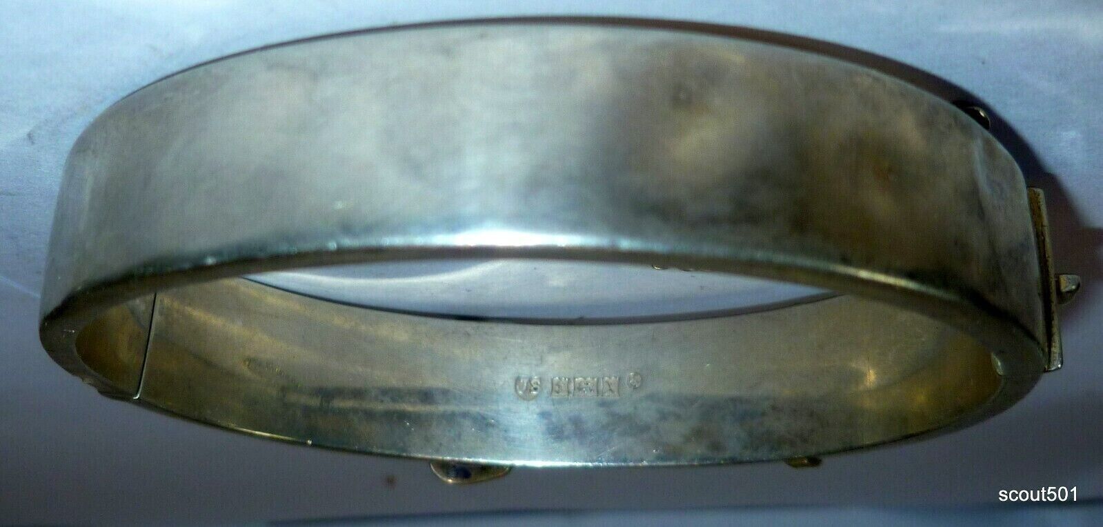 Antique Victorian 1900s Sterling Silver Belt Rosette Clamper Bracelet