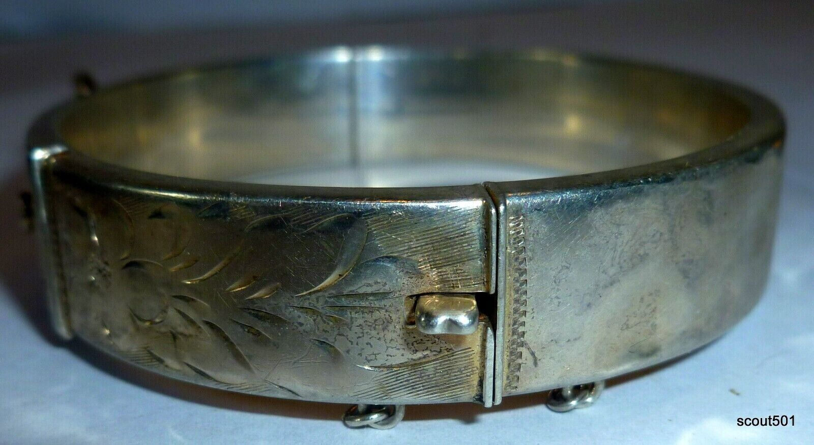 Antique Victorian 1900s Sterling Silver Belt Rosette Clamper Bracelet