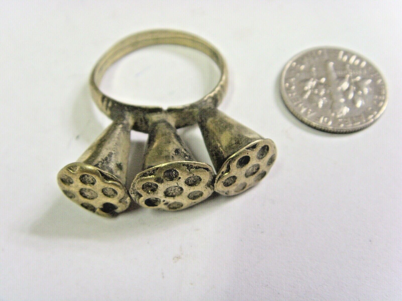 1700S ANTIQUE JEWISH TRIBAL BETROTH RING SZ10 JUDAIC DAGESTAN CENTRAL ASIA FV570
