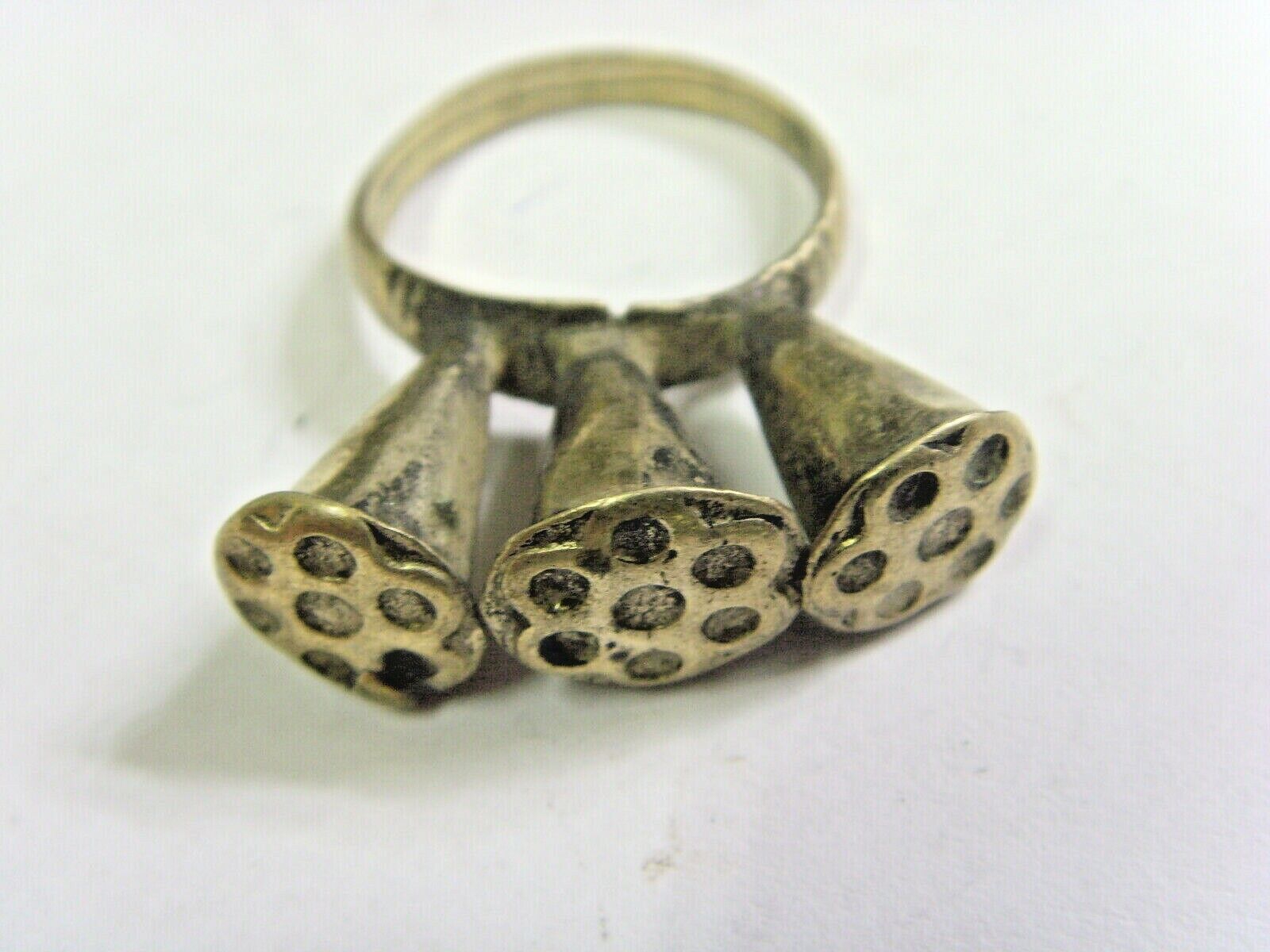 1700S ANTIQUE JEWISH TRIBAL BETROTH RING SZ10 JUDAIC DAGESTAN CENTRAL ASIA FV570