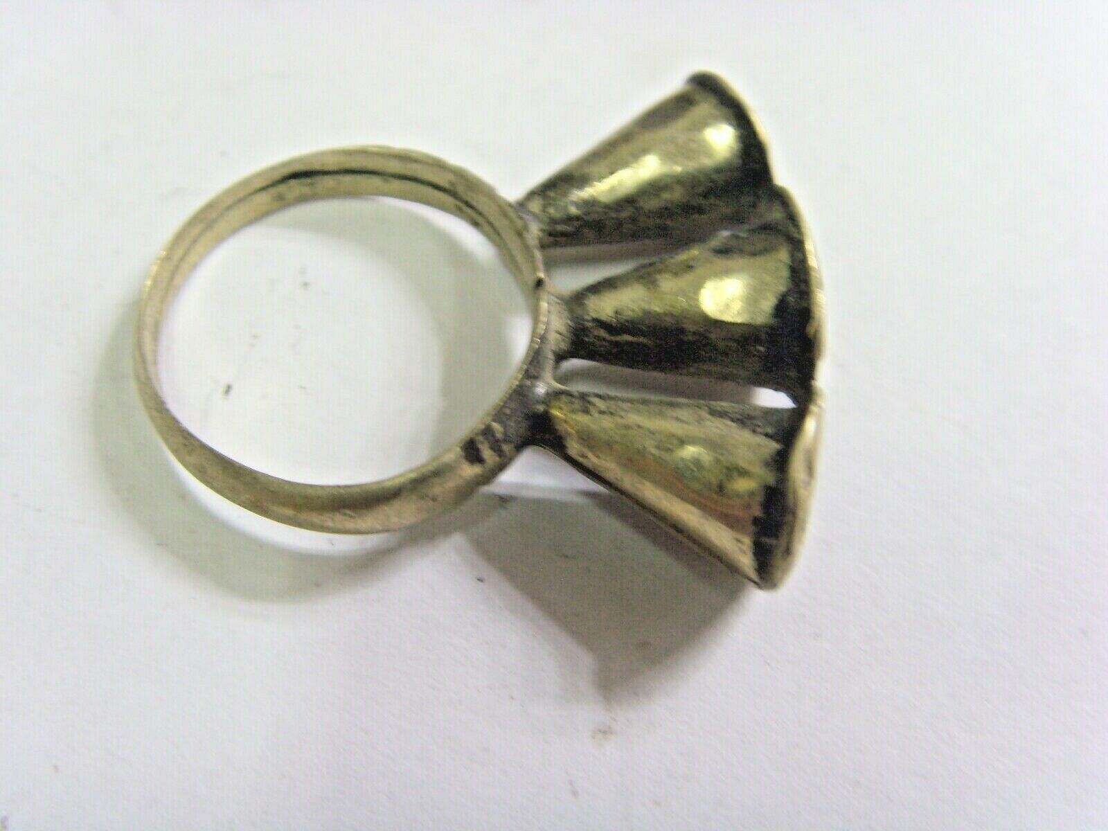 1700S ANTIQUE JEWISH TRIBAL BETROTH RING SZ10 JUDAIC DAGESTAN CENTRAL ASIA FV570