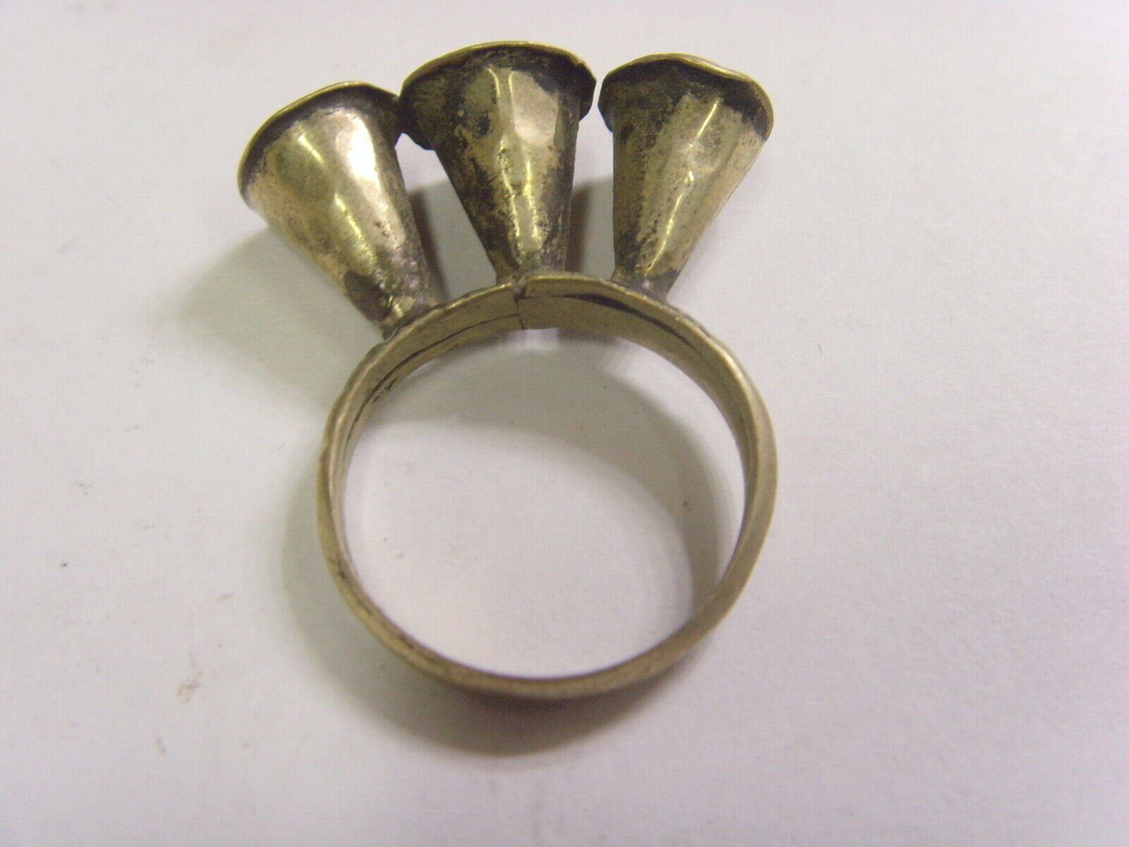 1700S ANTIQUE JEWISH TRIBAL BETROTH RING SZ10 JUDAIC DAGESTAN CENTRAL ASIA FV570