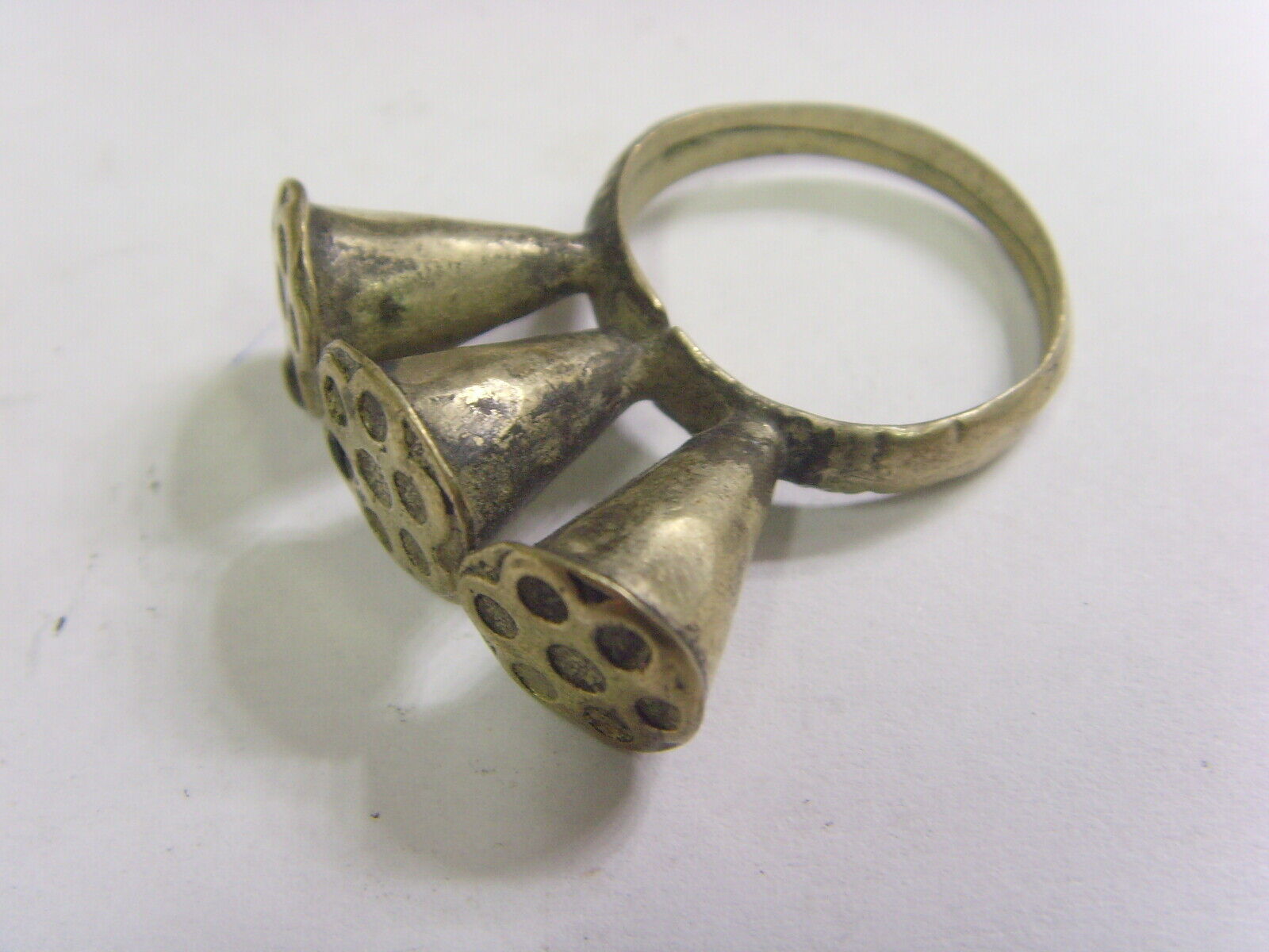 1700S ANTIQUE JEWISH TRIBAL BETROTH RING SZ10 JUDAIC DAGESTAN CENTRAL ASIA FV570