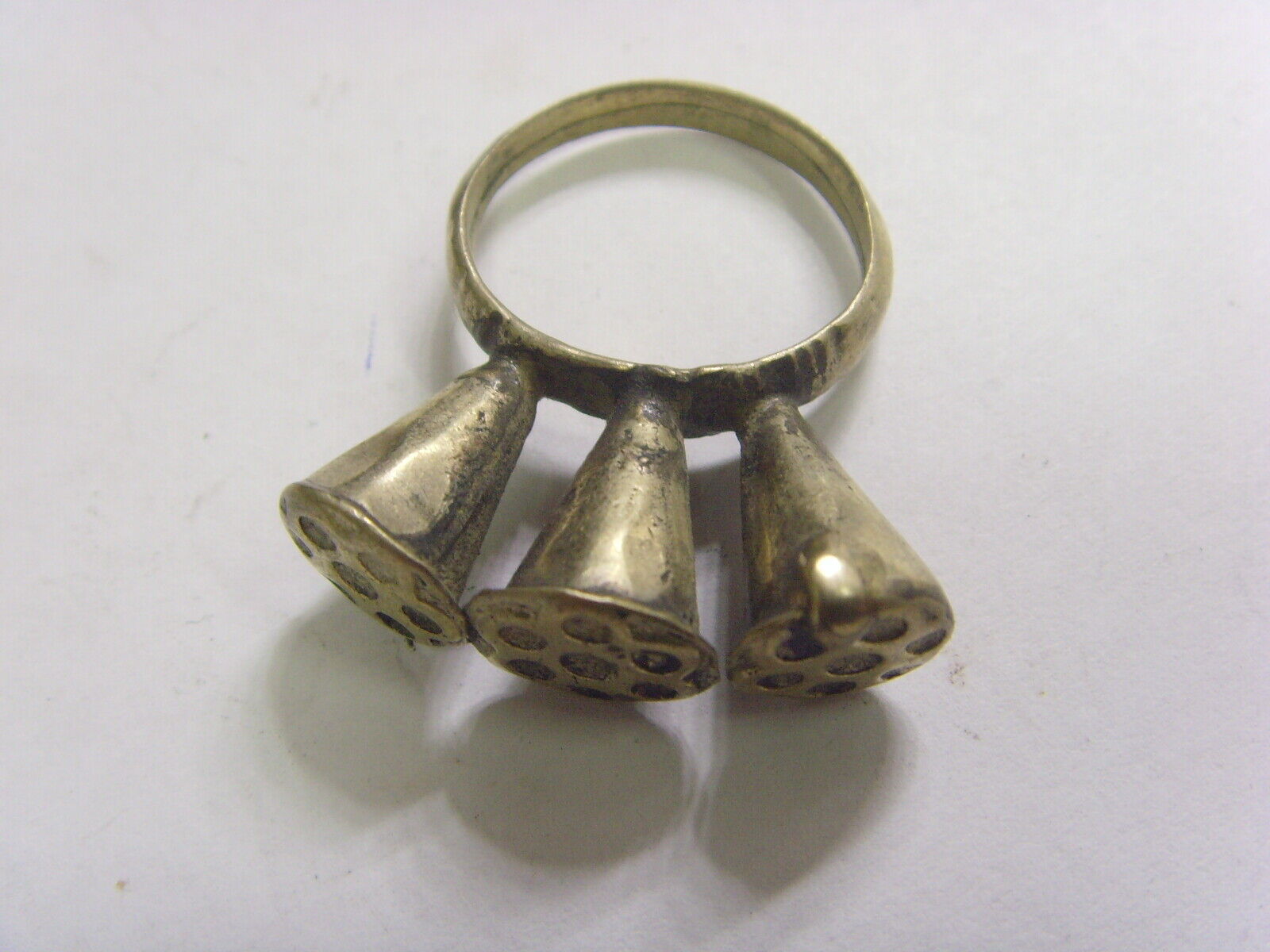 1700S ANTIQUE JEWISH TRIBAL BETROTH RING SZ10 JUDAIC DAGESTAN CENTRAL ASIA FV570