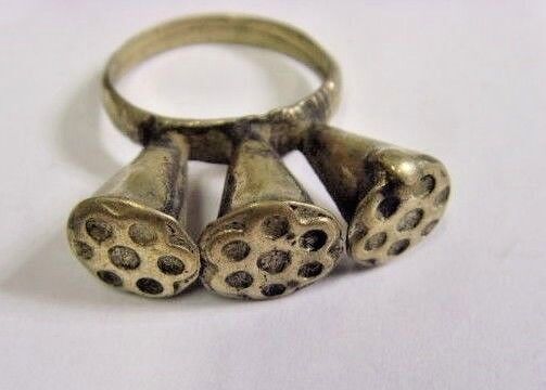 1700S ANTIQUE JEWISH TRIBAL BETROTH RING SZ10 JUDAIC DAGESTAN CENTRAL ASIA FV570
