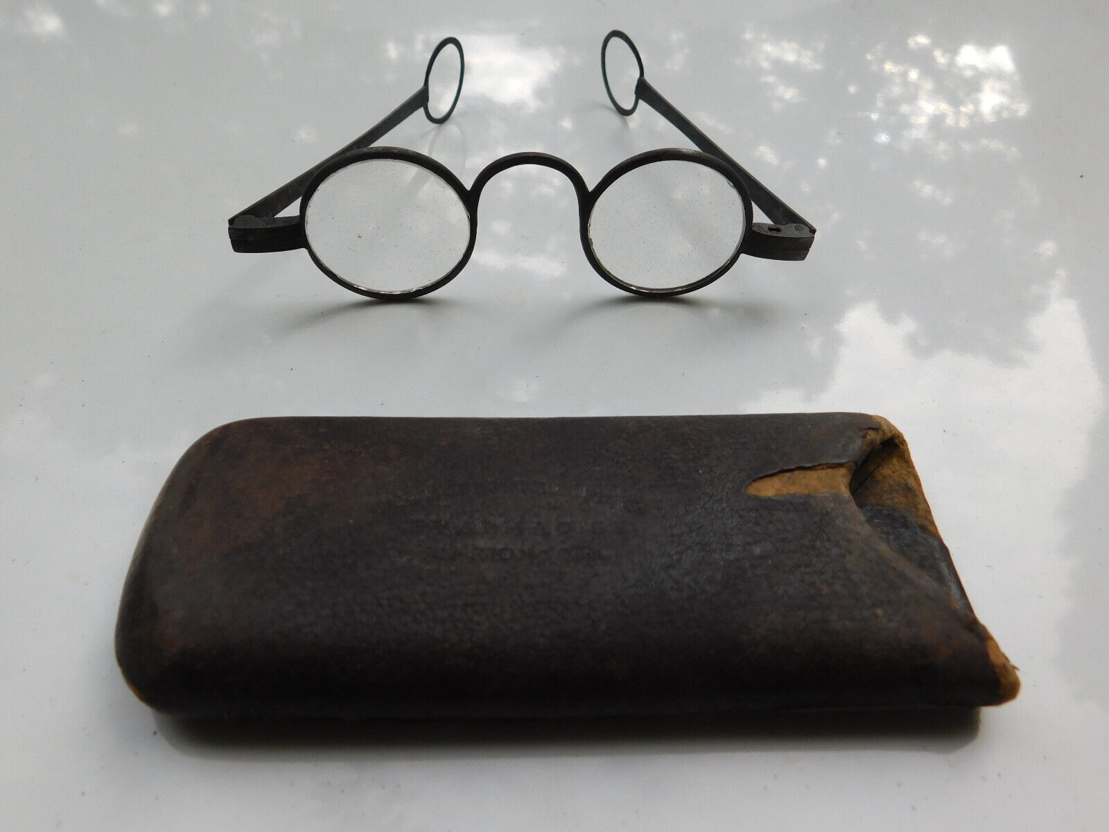 1700's Antique Steel Spectacles folding ring-end sides 18thC Eyeglasses