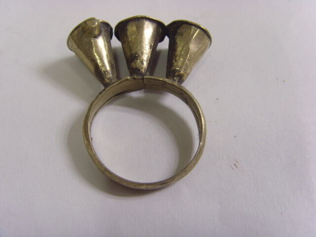 1700S ANTIQUE JEWISH TRIBAL BETROTH RING SZ10 JUDAIC DAGESTAN CENTRAL ASIA FV570