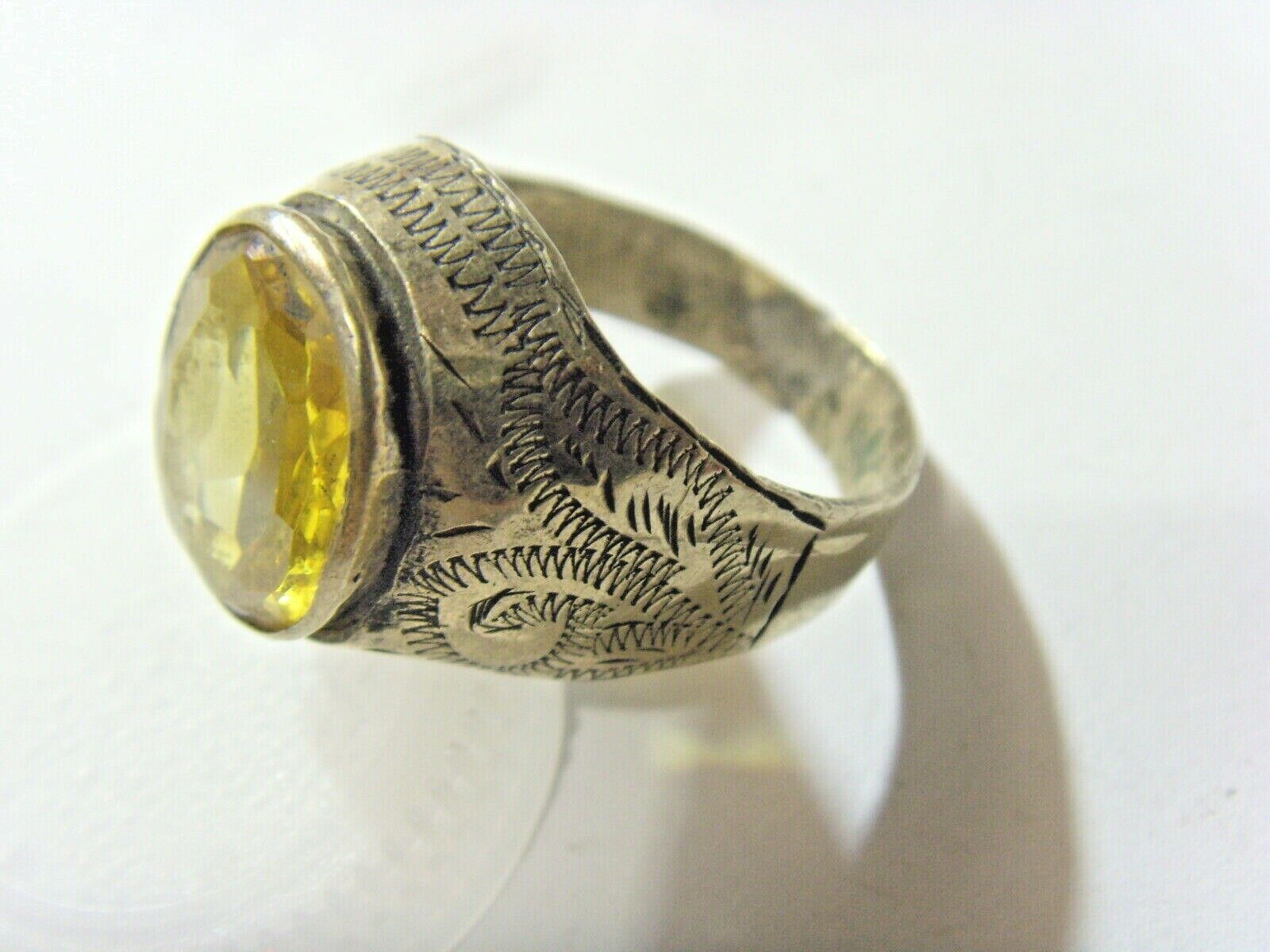 1700s antique tribal wedding ring sz 11 gldn citrin low gold central Asia hf1715