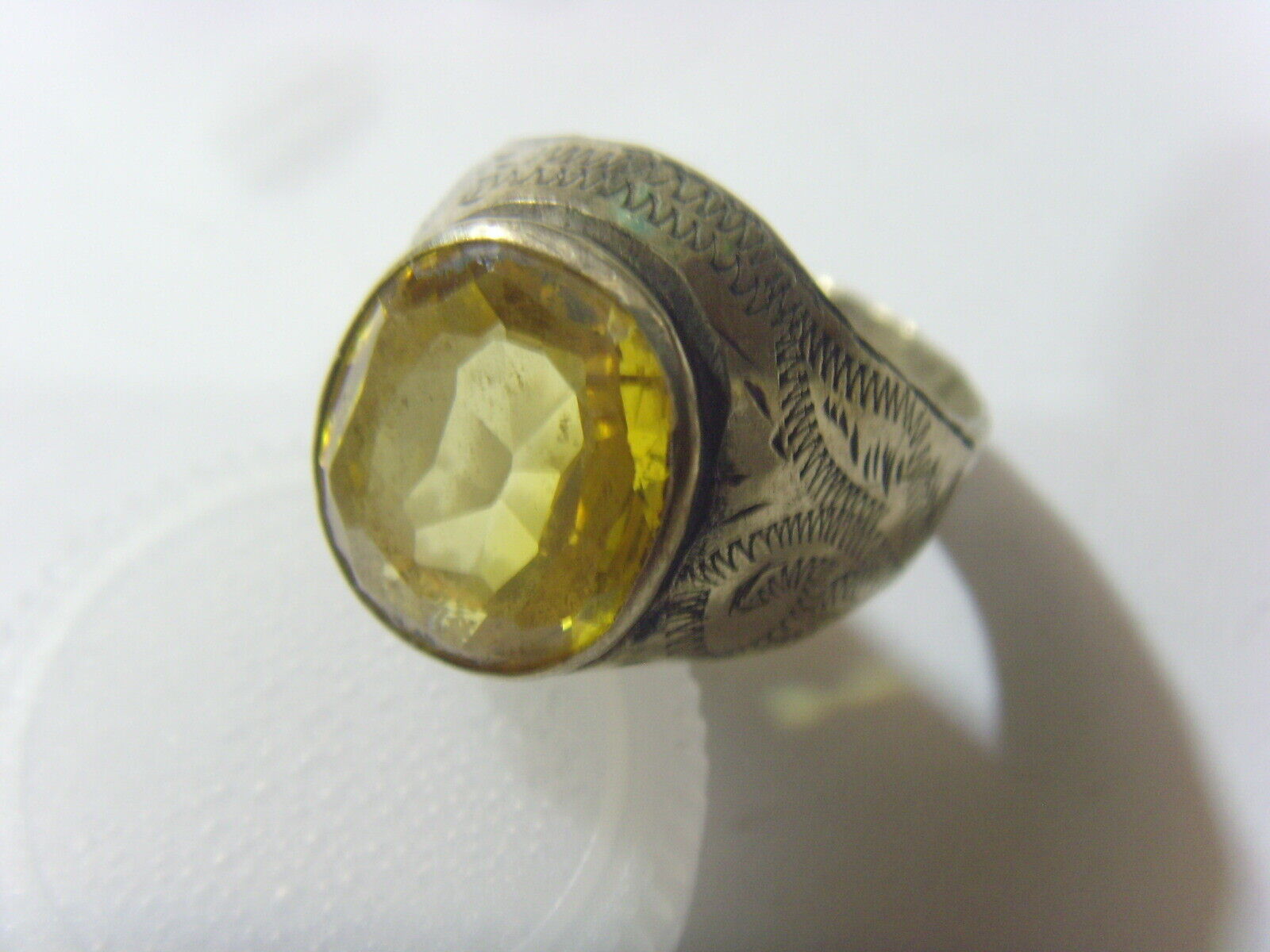 1700s antique tribal wedding ring sz 11 gldn citrin low gold central Asia hf1715