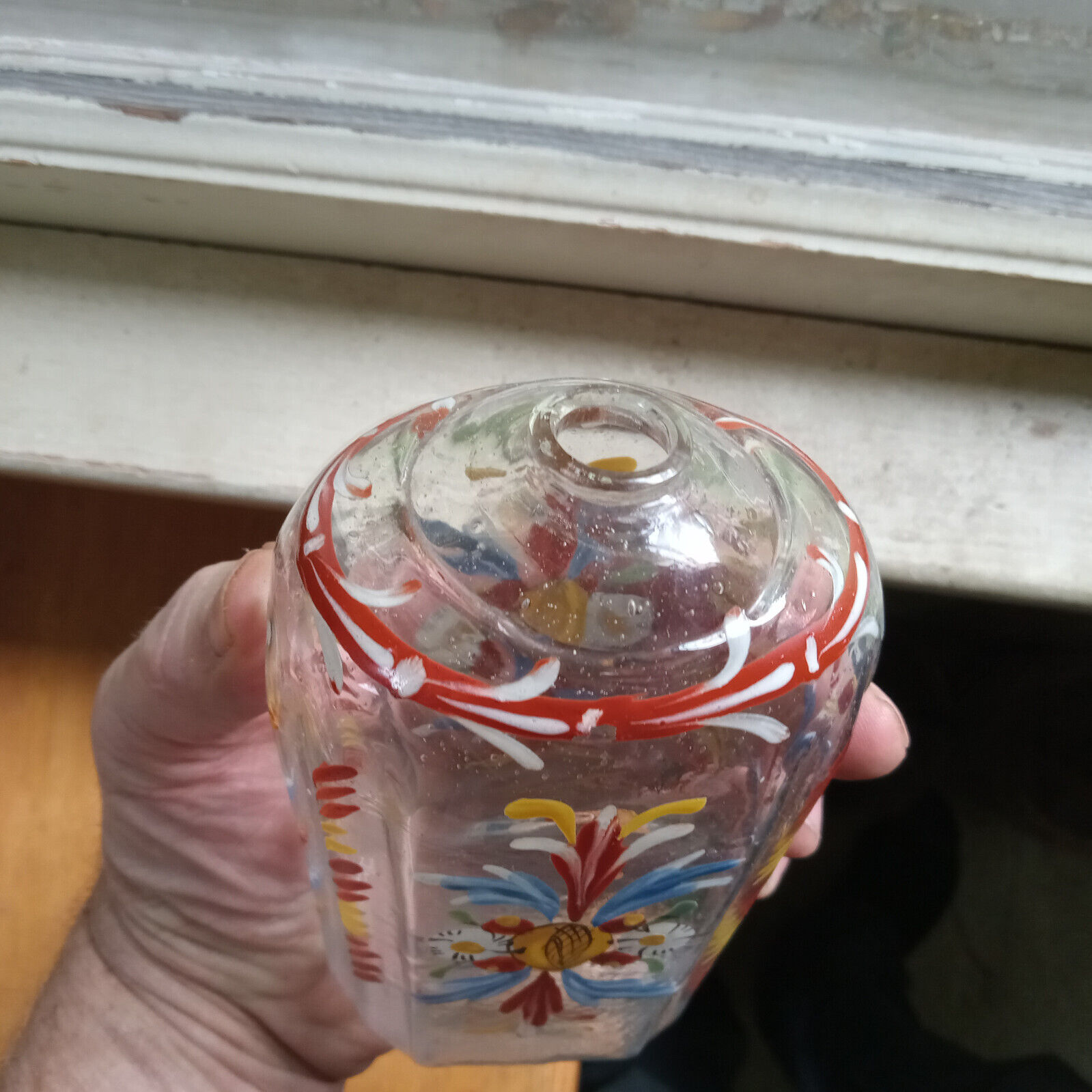 1700s COLONIAL ERA PONTILED GERMAN HALF POST COLOGNE OR LIQUOR BOTTLE FLOWERS