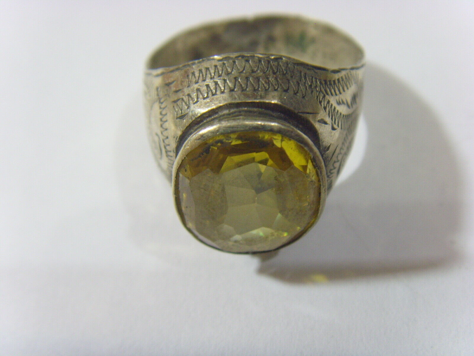 1700s antique tribal wedding ring sz 11 gldn citrin low gold central Asia hf1715