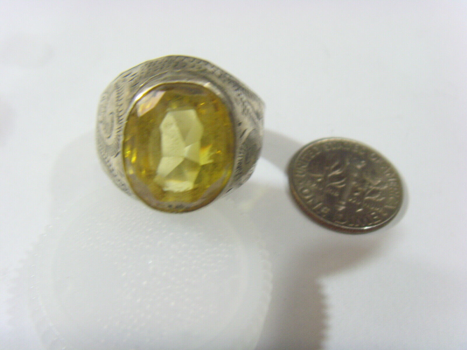 1700s antique tribal wedding ring sz 11 gldn citrin low gold central Asia hf1715
