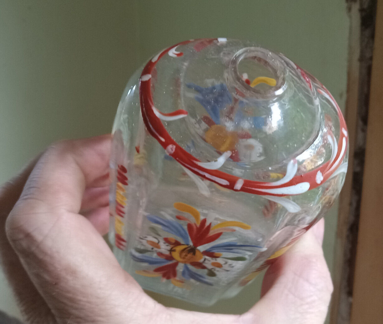 1700s COLONIAL ERA PONTILED GERMAN HALF POST COLOGNE OR LIQUOR BOTTLE FLOWERS