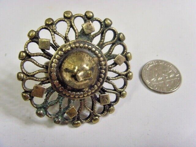 1700s antique Nomads tribal huge sunburst fertility bra ring 8 size 50222