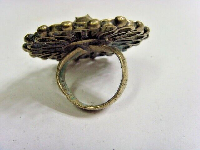 1700s antique Nomads tribal huge sunburst fertility bra ring 8 size 50222