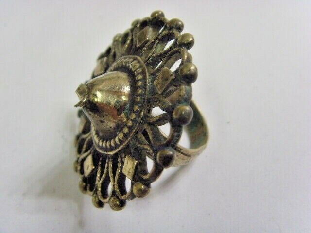 1700s antique Nomads tribal huge sunburst fertility bra ring 8 size 50222
