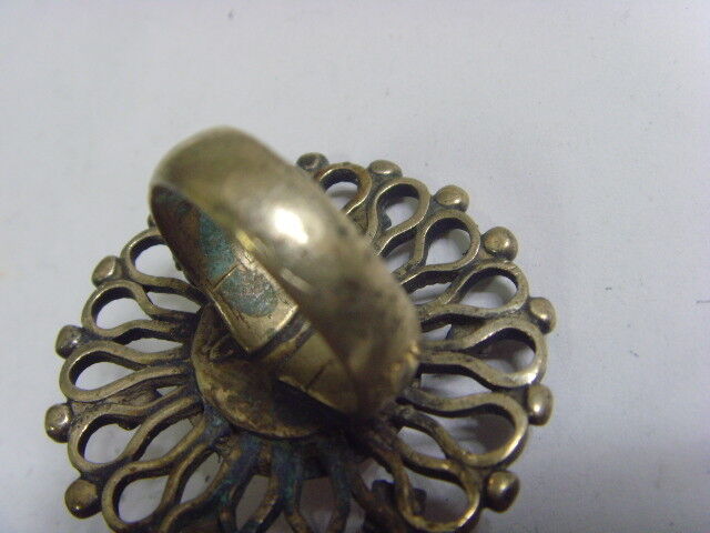 1700s antique Nomads tribal huge sunburst fertility bra ring 8 size 50222