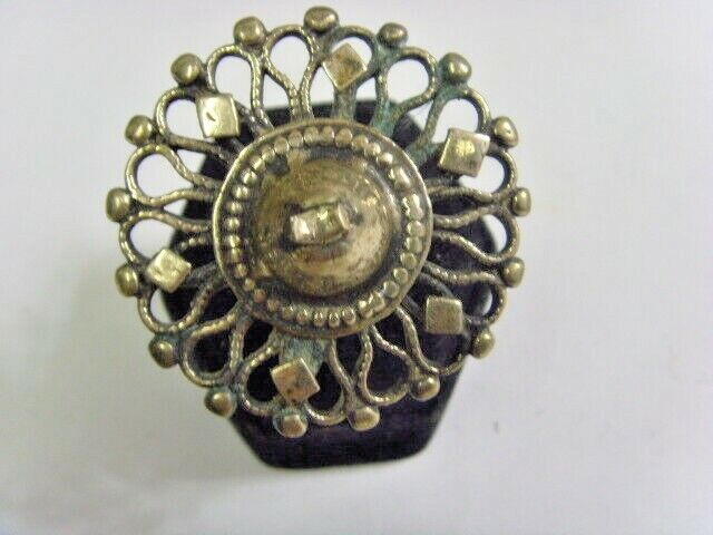 1700s antique Nomads tribal huge sunburst fertility bra ring 8 size 50222