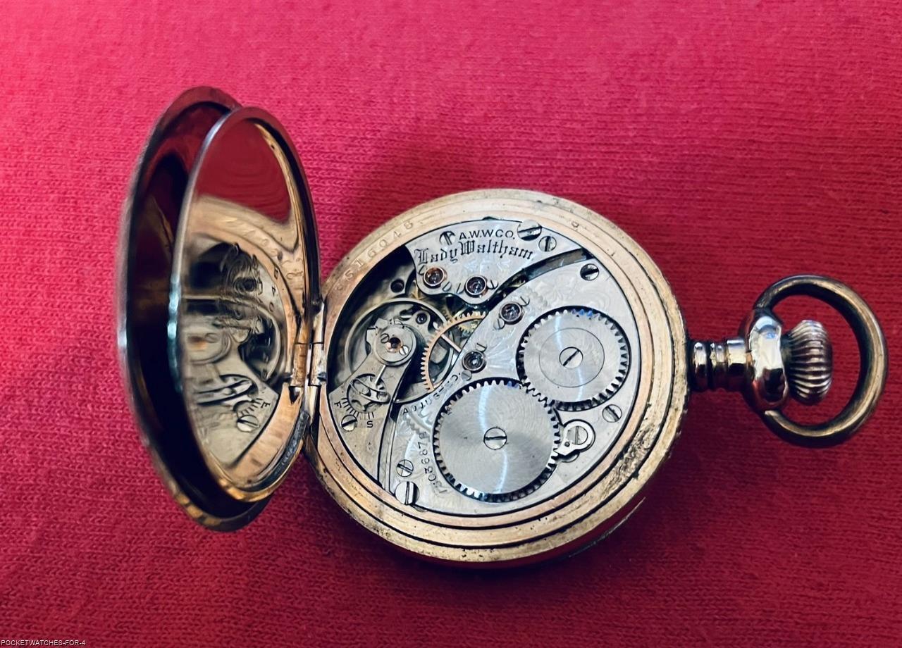 ca 1906 LADY WALTHAM 0s HUNTER 16 J GOLD FILLED POCKET PENDANT WATCH RUNNING