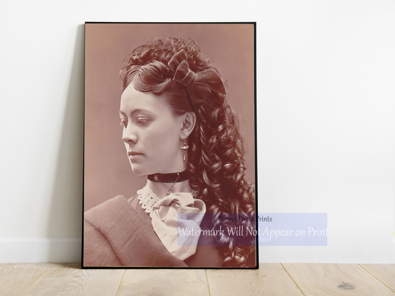 Victorian Elegance - Exquisite Woman, Choker Necklace, Earrings, Photo Print