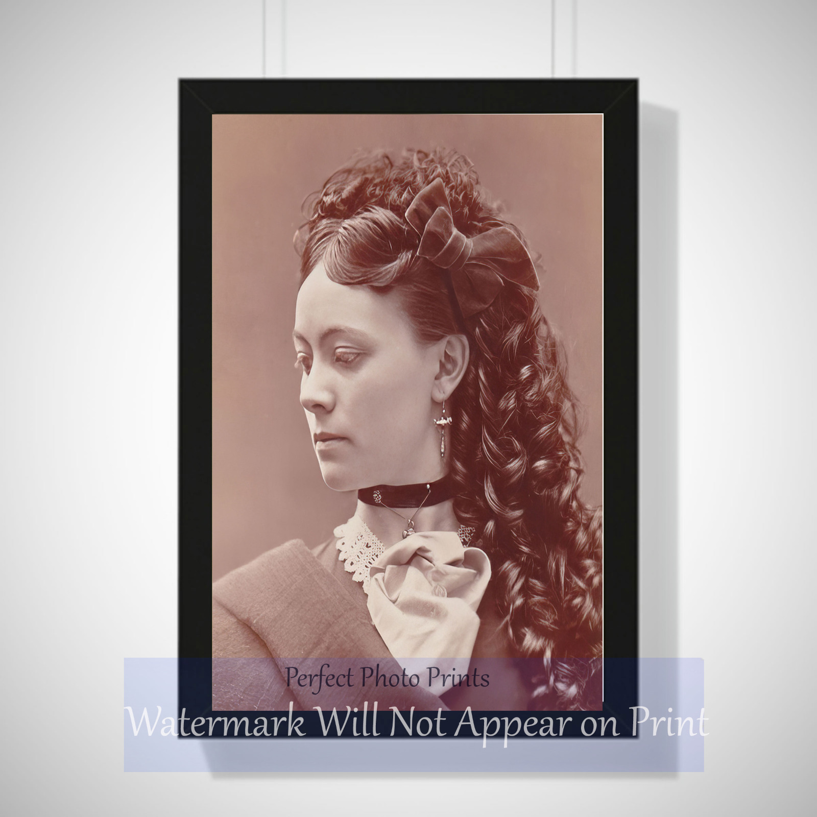 Victorian Elegance - Exquisite Woman, Choker Necklace, Earrings, Photo Print