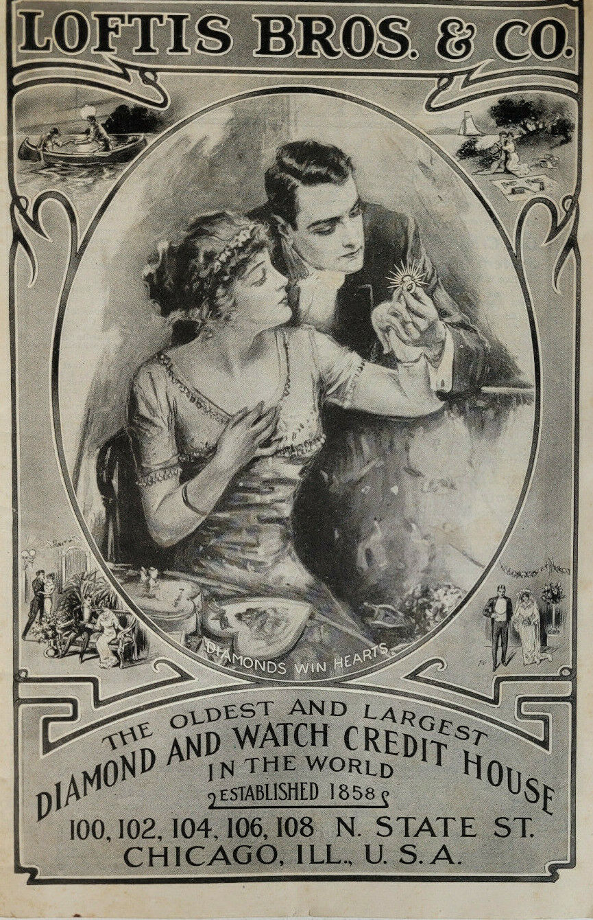 Loftis Bros Rare Early 1900s Victorian Shopping Catalog Magazine Diamond Watch