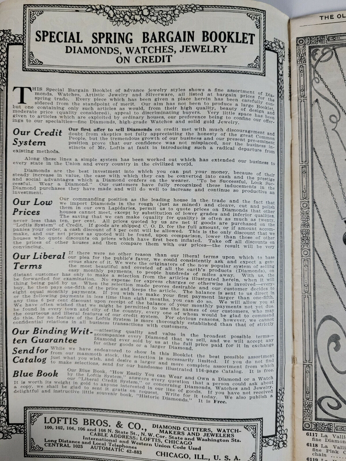 Loftis Bros Rare Early 1900s Victorian Shopping Catalog Magazine Diamond Watch
