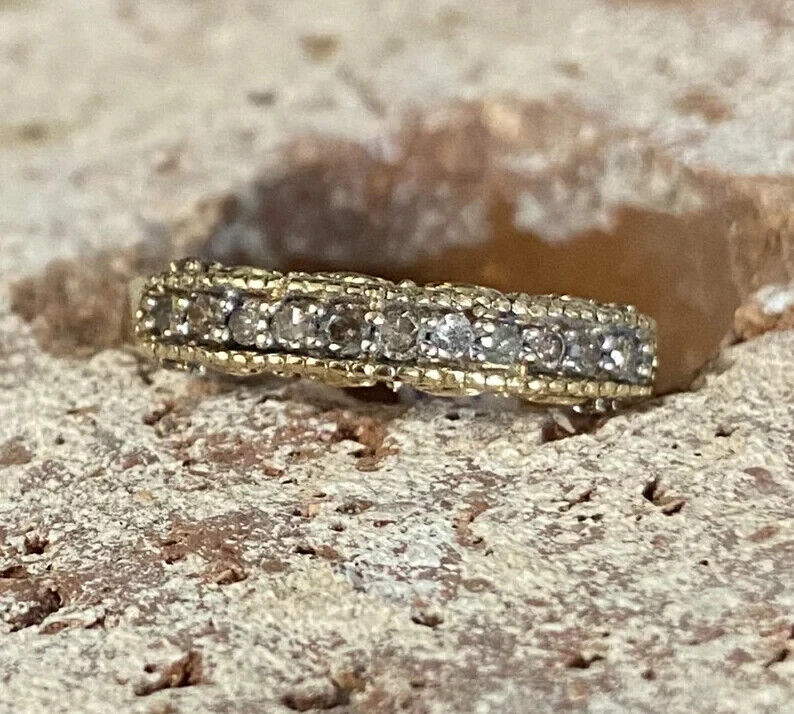 Early 1900s 10K Gold Diamond Wedding Band Size 7.25 -- 2.75 grams Ring