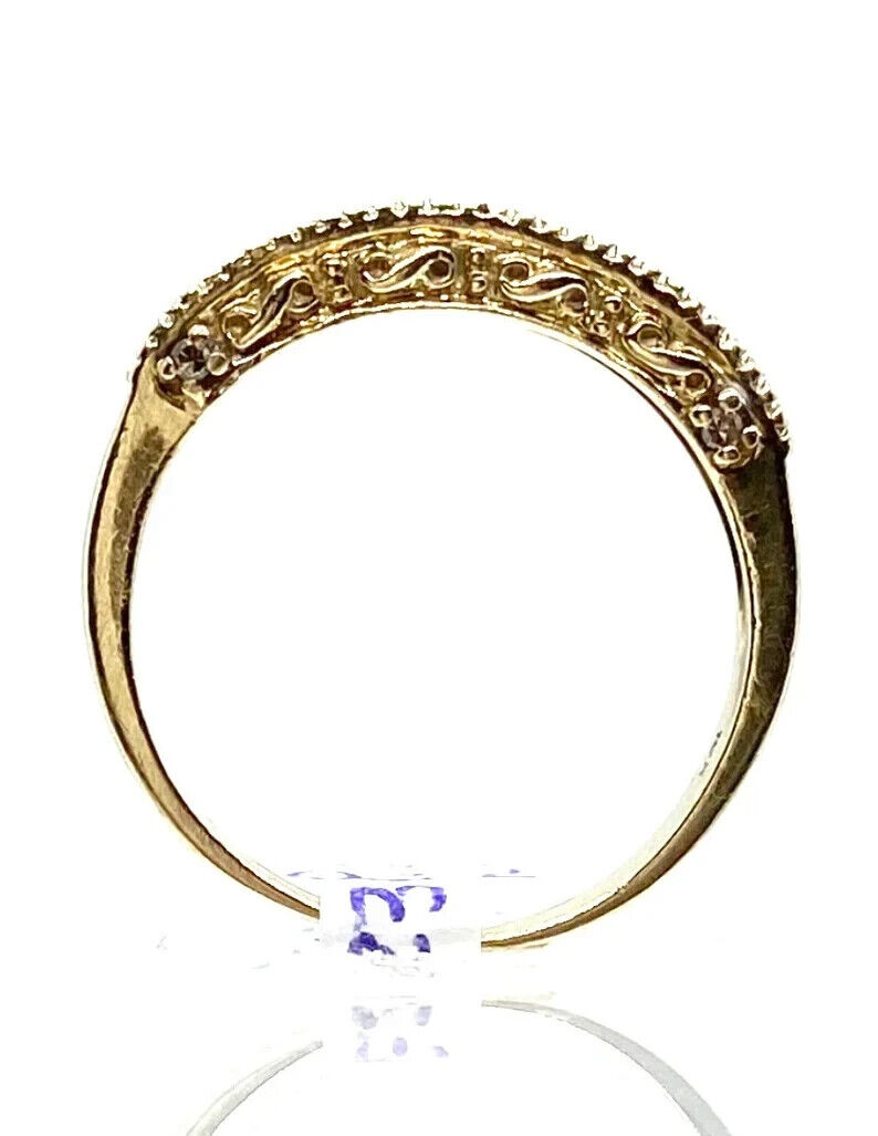 Early 1900s 10K Gold Diamond Wedding Band Size 7.25 -- 2.75 grams Ring