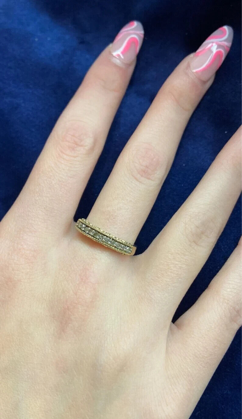 Early 1900s 10K Gold Diamond Wedding Band Size 7.25 -- 2.75 grams Ring