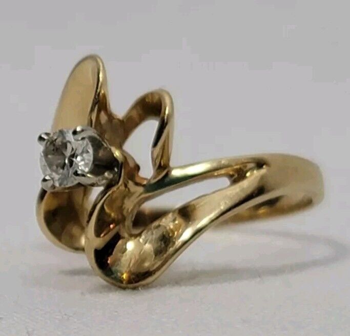Antique 14KP (Plumb) Gold 4-Prong Solitaire Round Diamond Engagement Ring .17 Ct