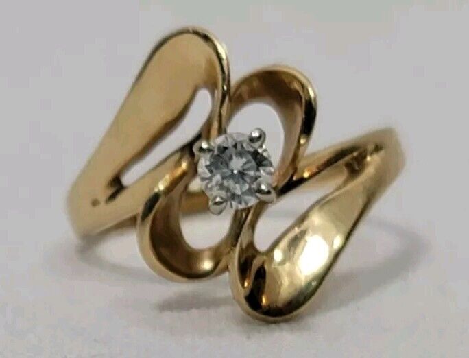 Antique 14KP (Plumb) Gold 4-Prong Solitaire Round Diamond Engagement Ring .17 Ct