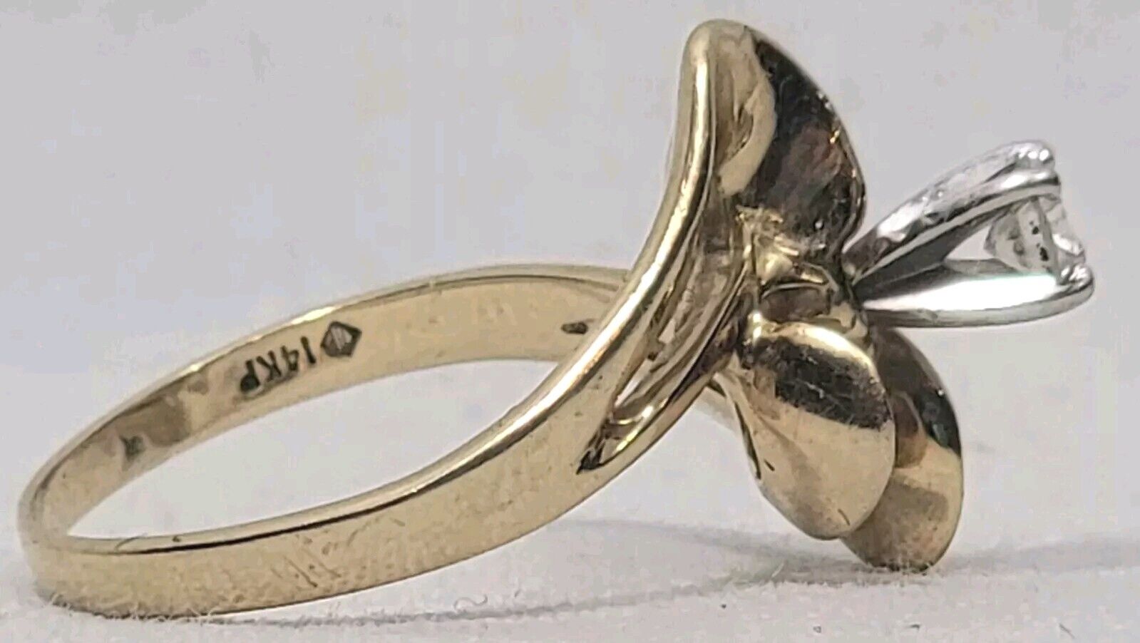 Antique 14KP (Plumb) Gold 4-Prong Solitaire Round Diamond Engagement Ring .17 Ct