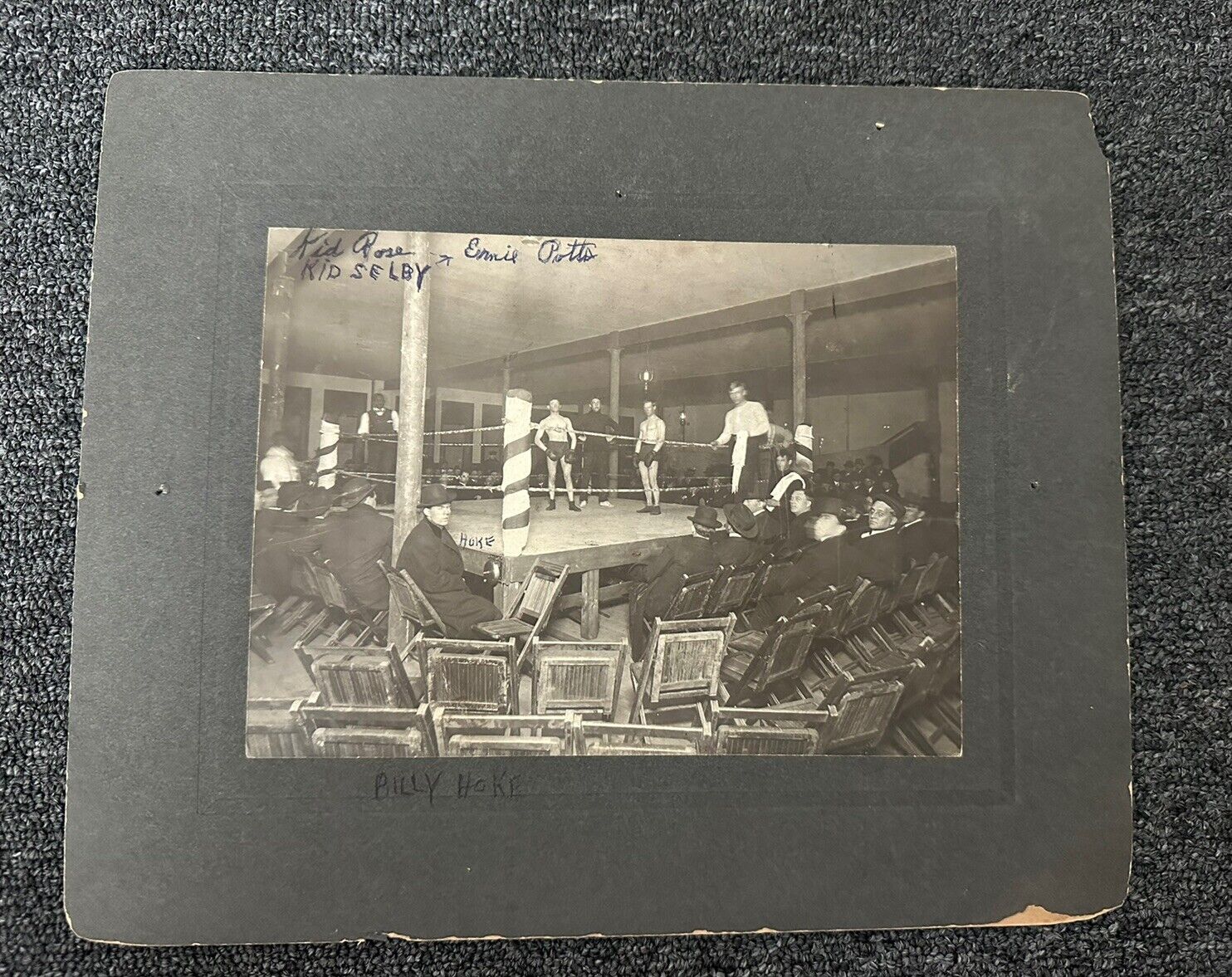 1900s Mounted Boxing Photo ERNIE POTTS Kid Selby Rose Billy Hoke Ring Mpls Minn
