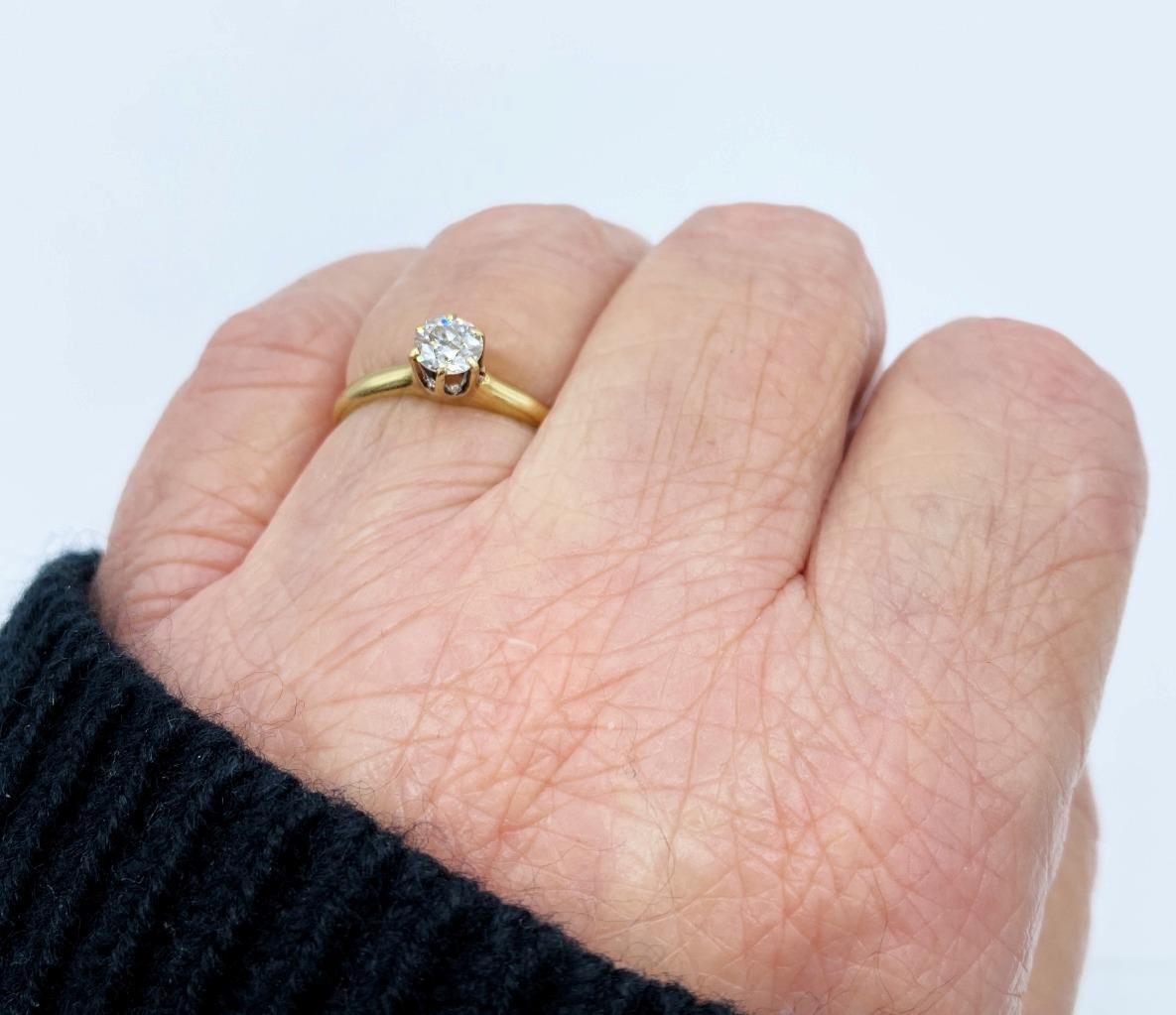 Antique 1900s Victorian European-Cut .40 pt Diamond Engagement Ring Sz 7 1/4