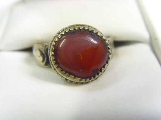 1700s antique old nomads tribal carnelian wedding ring 8.5 size hf1718