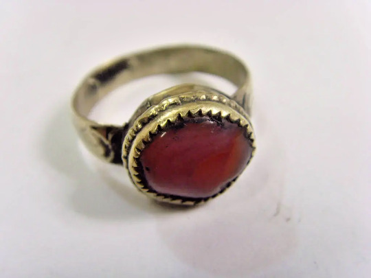 1700s antique old nomads tribal carnelian wedding ring 8.5 size hf1718