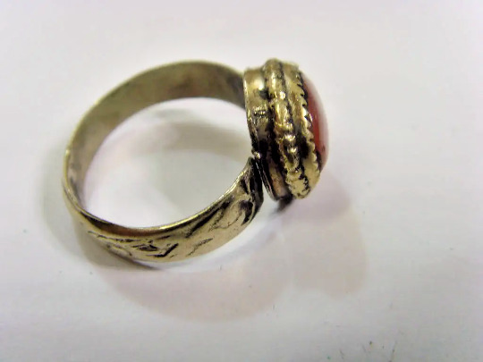 1700s antique old nomads tribal carnelian wedding ring 8.5 size hf1718