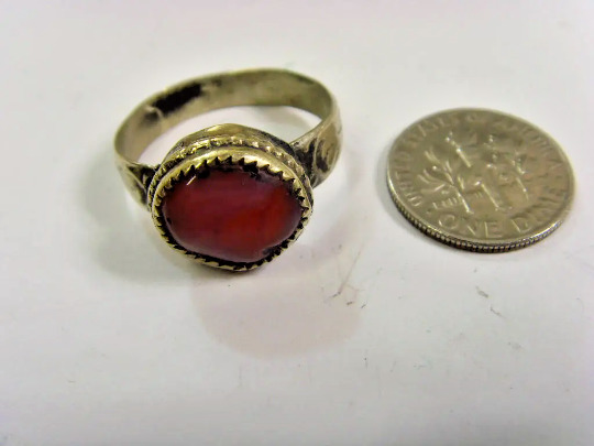 1700s antique old nomads tribal carnelian wedding ring 8.5 size hf1718